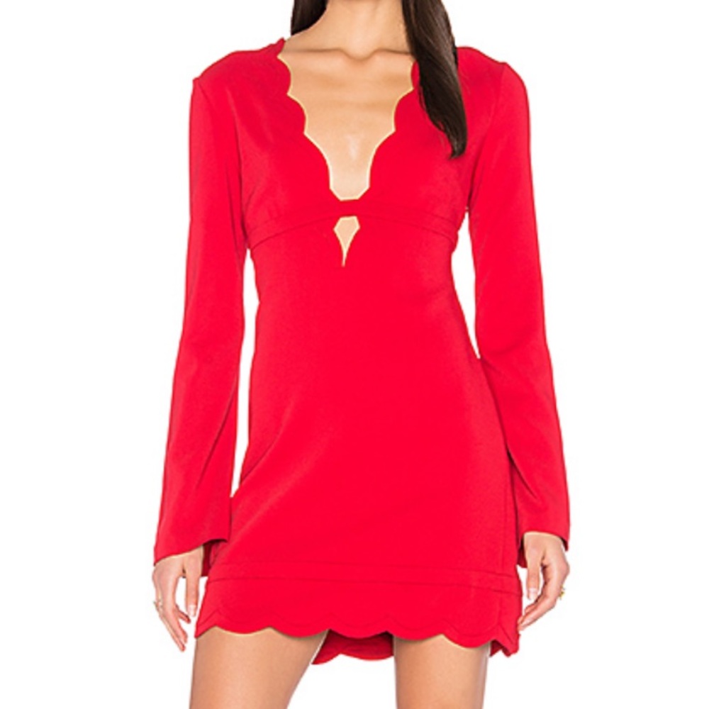A.L.C. Eve Scallop Dress in Crimson Red